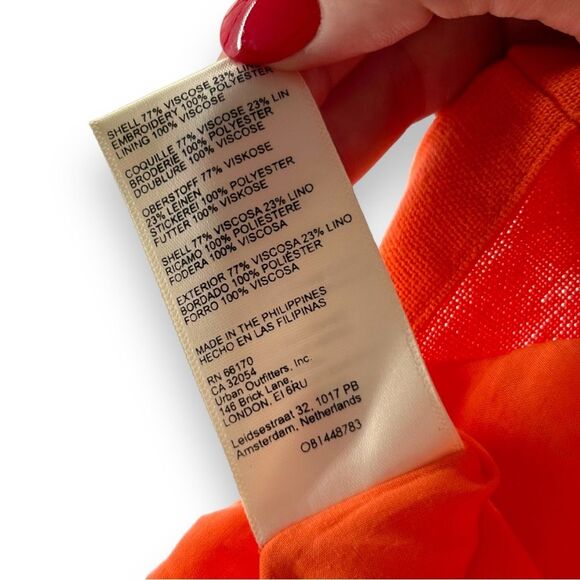 Maeve by Anthropologie Coastal Starfish Embroidered Mini Shift Dress Orange 2 - Picture 6 of 6